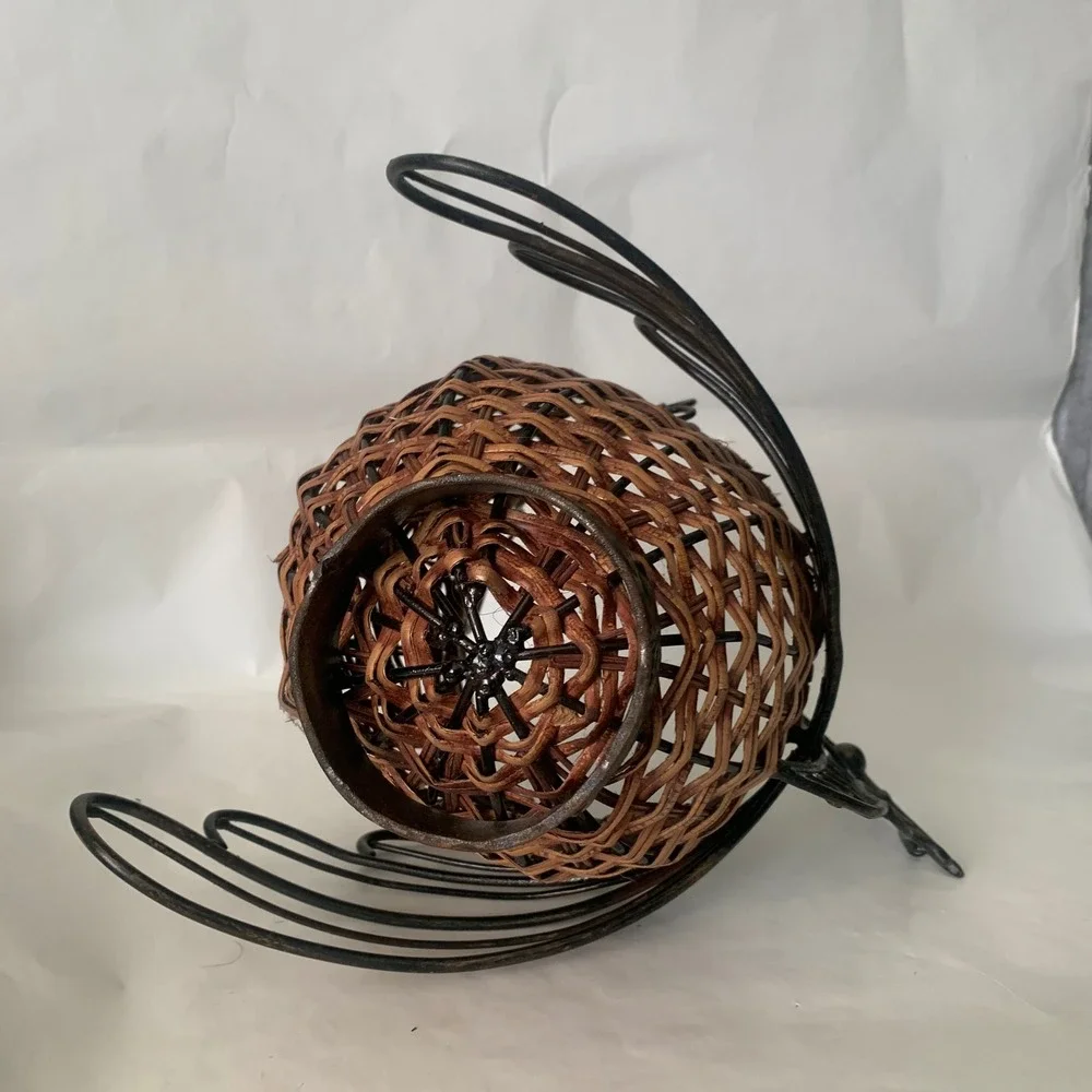 Woven Rattan Metal Turkey Decorative Basket Brown Fall Farmhouse Thanksgiving